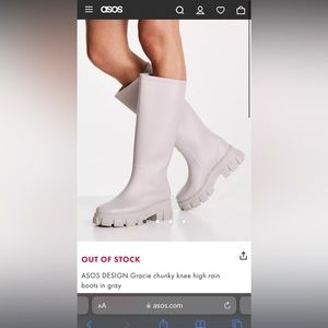 ASOS DESIGN Gracie Chunky Knee High Rain Boots in Grey | Sold Out Online